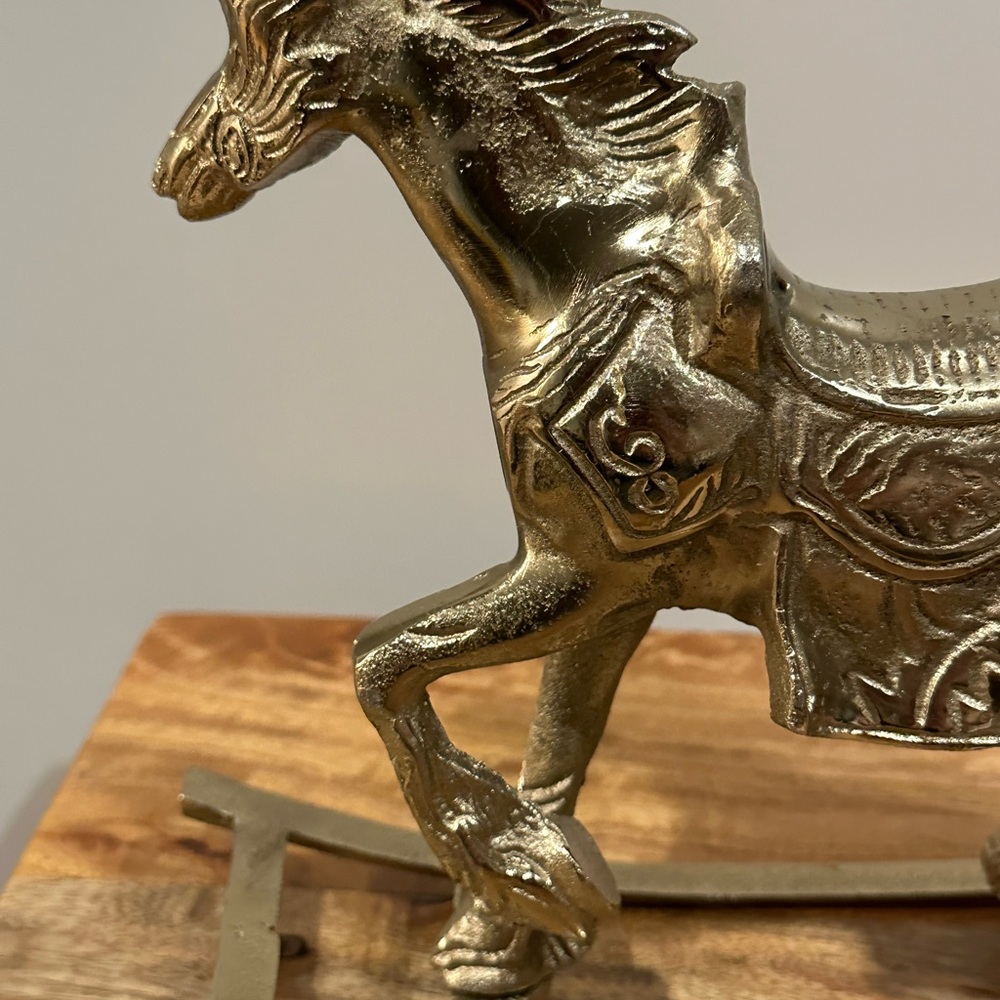 Martha Stewart Metallic Gold Rocking Horse Christmas Decor - Picture 3 of 11